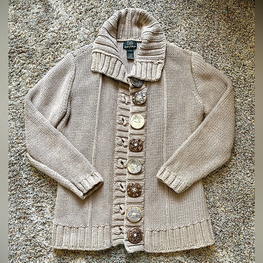 Knitted Sweater, Button up, Size L/XL